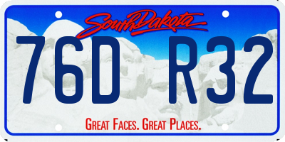 SD license plate 76DR32