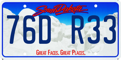 SD license plate 76DR33