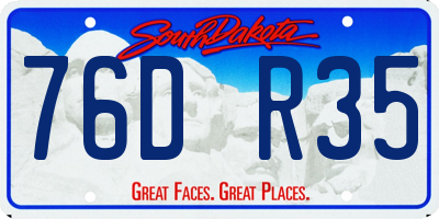 SD license plate 76DR35