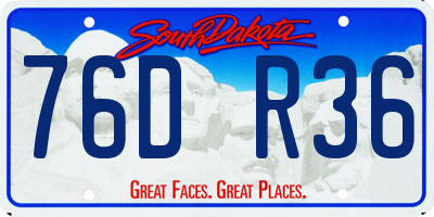 SD license plate 76DR36