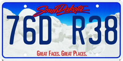 SD license plate 76DR38