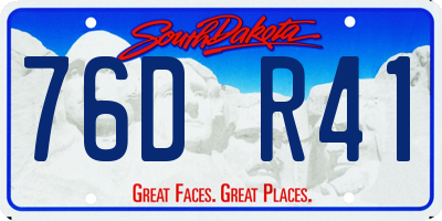 SD license plate 76DR41