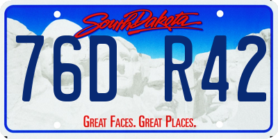 SD license plate 76DR42