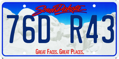 SD license plate 76DR43