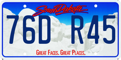 SD license plate 76DR45