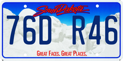 SD license plate 76DR46