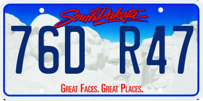 SD license plate 76DR47