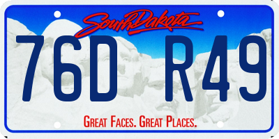 SD license plate 76DR49