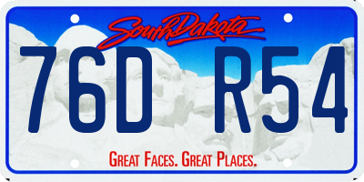 SD license plate 76DR54