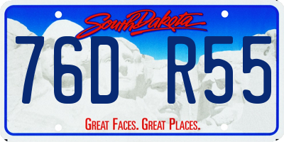 SD license plate 76DR55