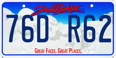 SD license plate 76DR62