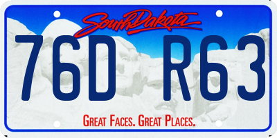 SD license plate 76DR63