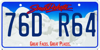 SD license plate 76DR64