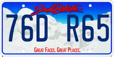 SD license plate 76DR65