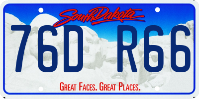 SD license plate 76DR66