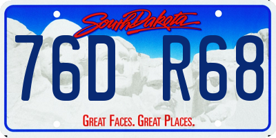 SD license plate 76DR68