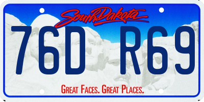SD license plate 76DR69