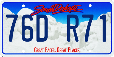 SD license plate 76DR71