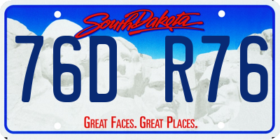 SD license plate 76DR76