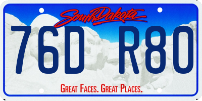 SD license plate 76DR80