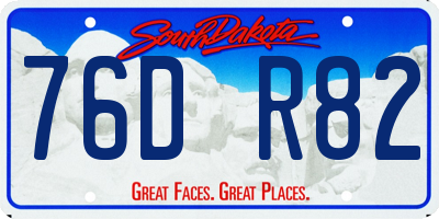 SD license plate 76DR82