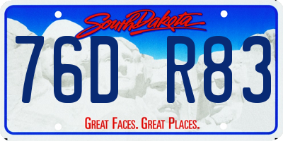 SD license plate 76DR83