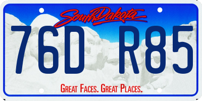 SD license plate 76DR85