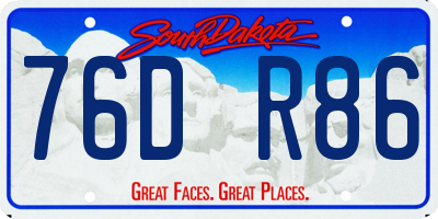 SD license plate 76DR86