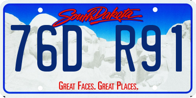 SD license plate 76DR91