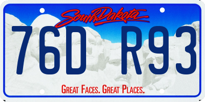 SD license plate 76DR93