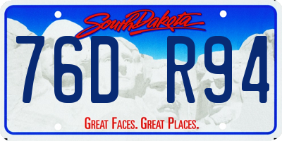 SD license plate 76DR94