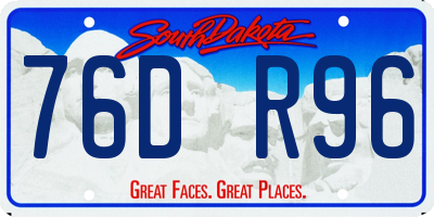 SD license plate 76DR96