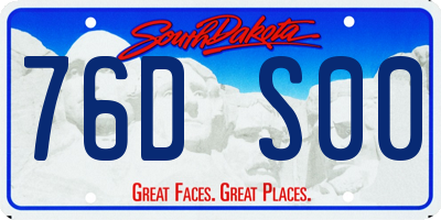 SD license plate 76DS00