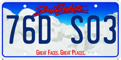 SD license plate 76DS03