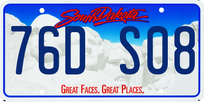 SD license plate 76DS08