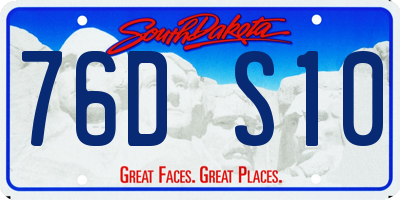 SD license plate 76DS10