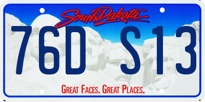 SD license plate 76DS13