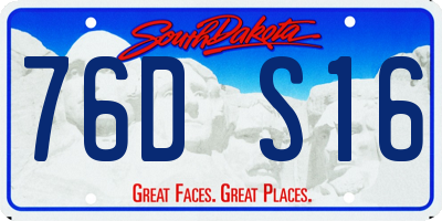 SD license plate 76DS16