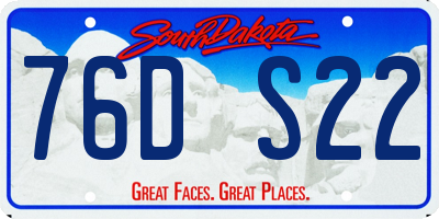SD license plate 76DS22