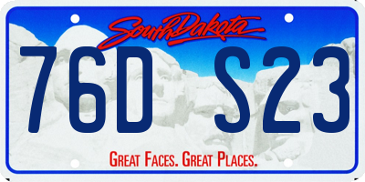 SD license plate 76DS23
