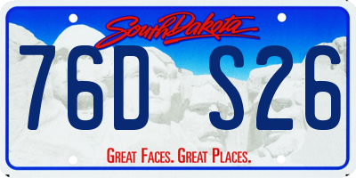 SD license plate 76DS26