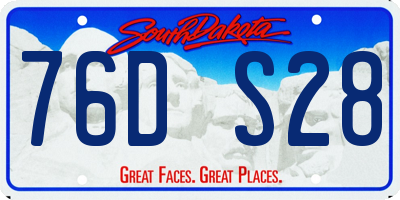 SD license plate 76DS28