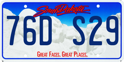 SD license plate 76DS29