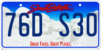 SD license plate 76DS30