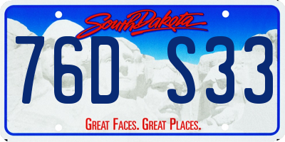 SD license plate 76DS33