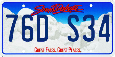 SD license plate 76DS34