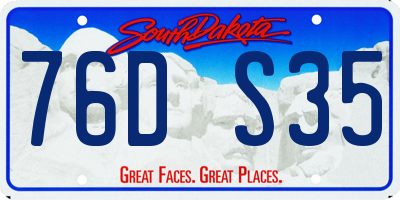 SD license plate 76DS35