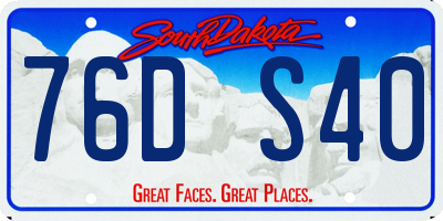 SD license plate 76DS40
