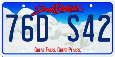 SD license plate 76DS42