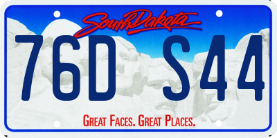 SD license plate 76DS44